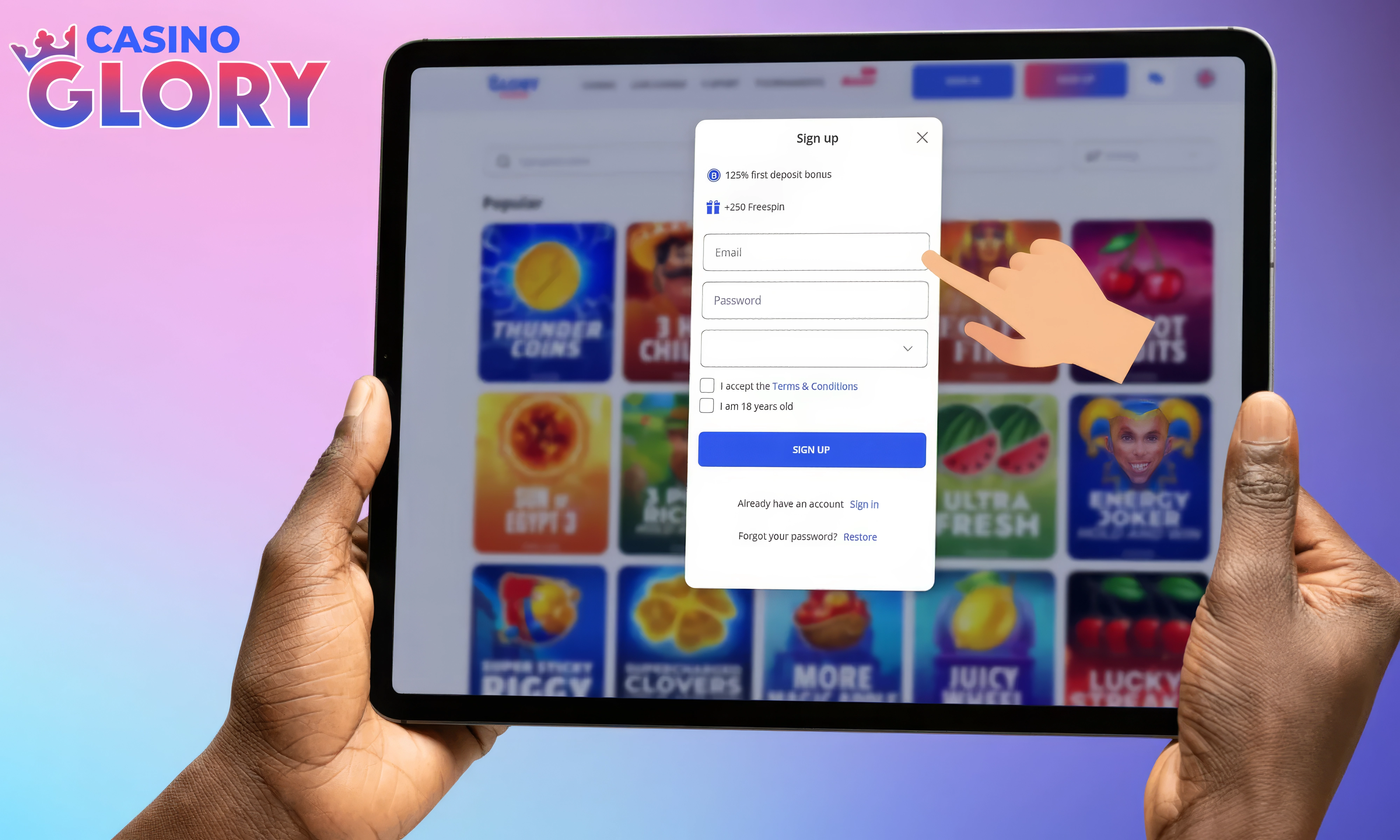 Enter your email address and create a secure password